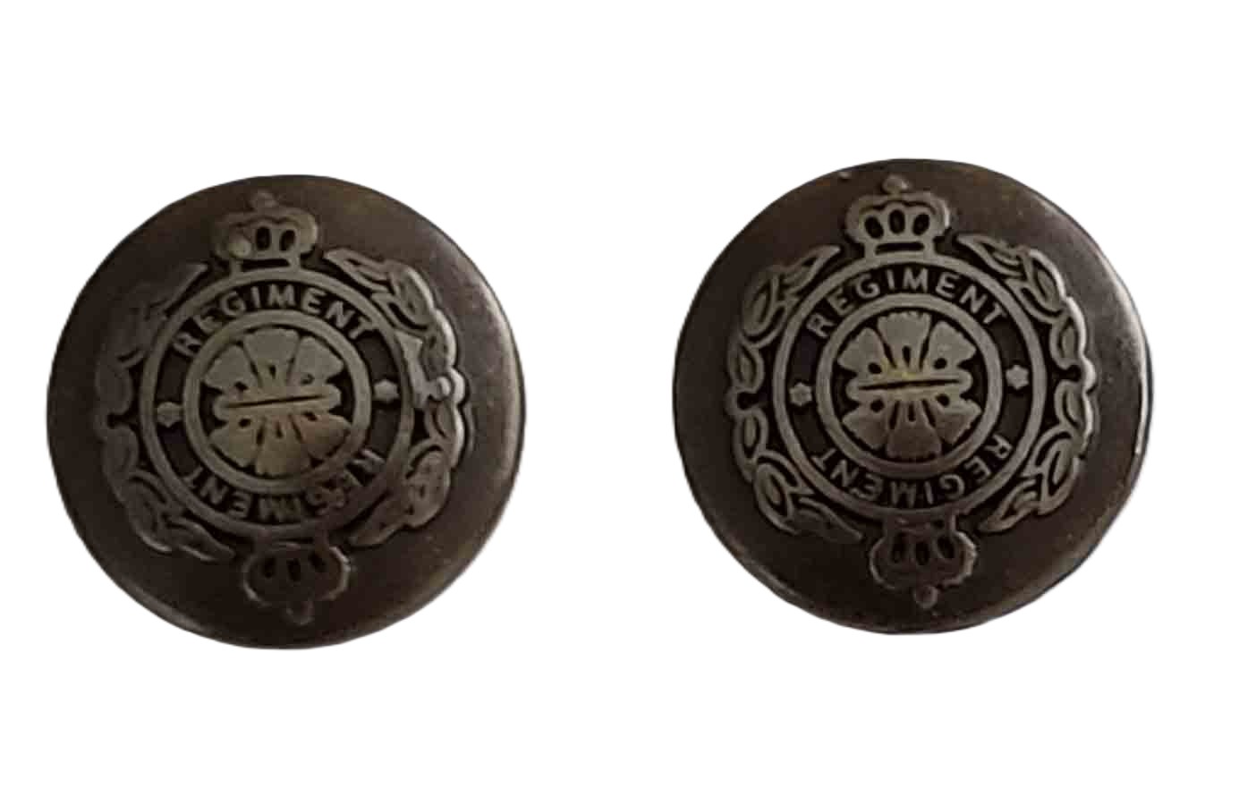 Two Vintage Regiment Semidome Blazer Buttons Antique Gold Brass C7B Men's