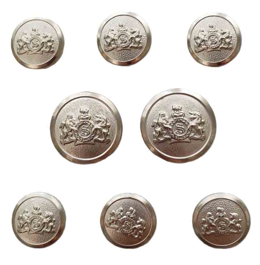 Vintage Stafford Blazer Buttons Set Silver Colored Brass Lion Unicorn S Monogram Shield G2M Men's