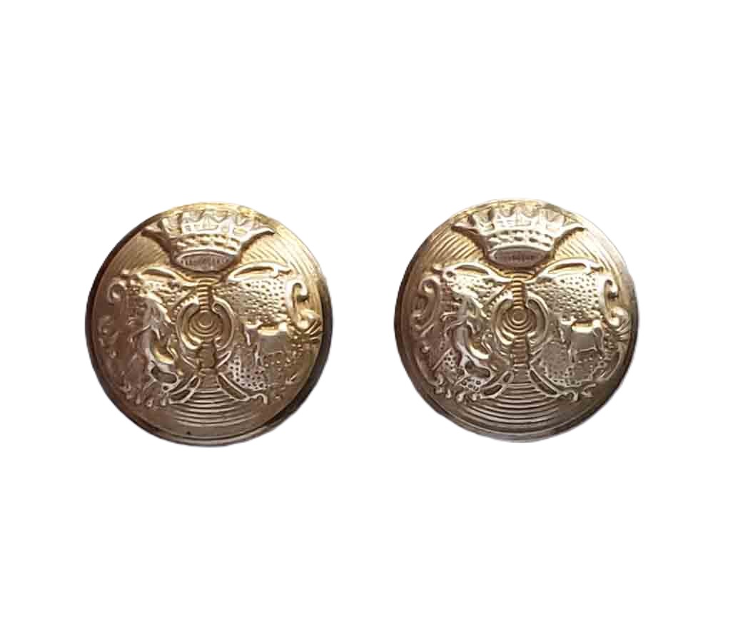 Two Vintage 1970s Coronet Solid Brass Blazer Buttons Gold Crown Shield Y6S Men's