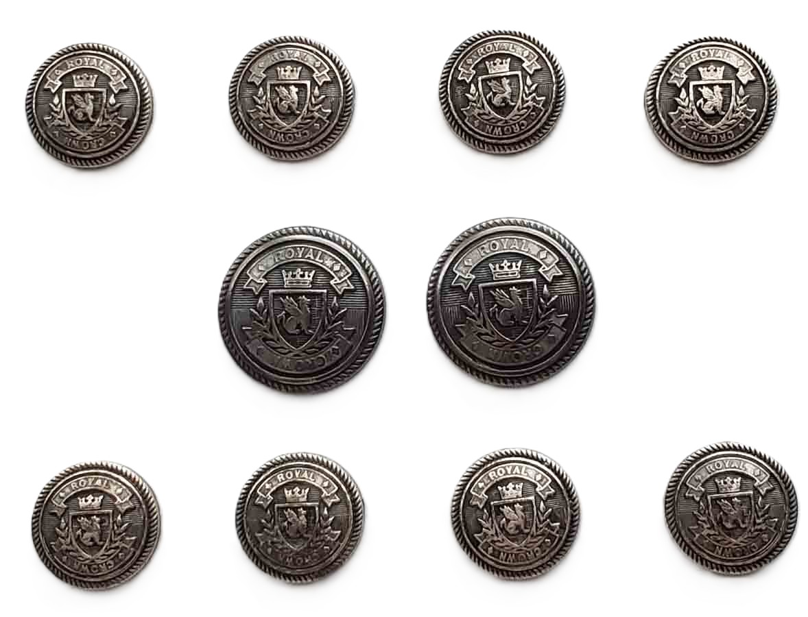 Vintage Jos A Bank Semidome Royal Crown Blazer Buttons Silver Gray Metal Crown Shield E5B Men's