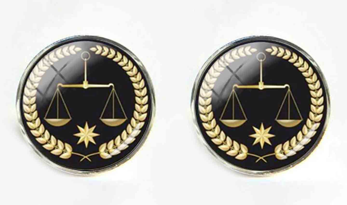 Gascoigne Lawyer Attorney Justice Scales Cufflinks Silver Gold Black Men's