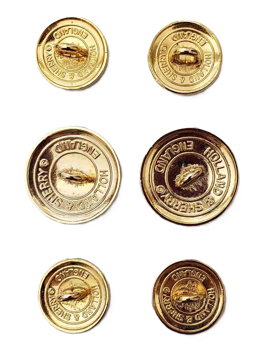 Holland & Sherry Blazer Buttons Set Flour Lions Shield Brass Enamel 9kt Gold Black Red Men's