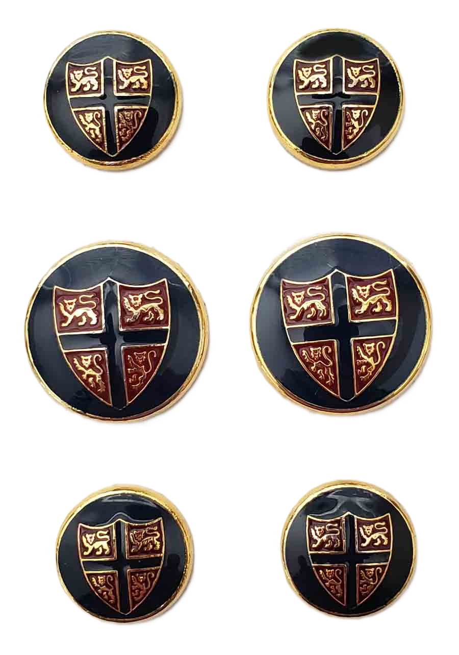Holland & Sherry Blazer Buttons Set Flour Lions Shield Brass Enamel 9kt Gold Black Red Men's