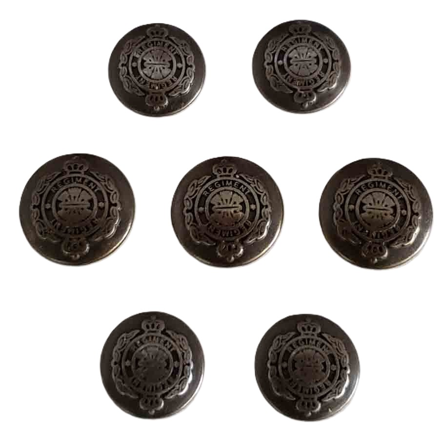 Vintage Regiment Semidome Blazer Buttons Set Antique Gold Brass Crown Laurel Shield J3X Men's