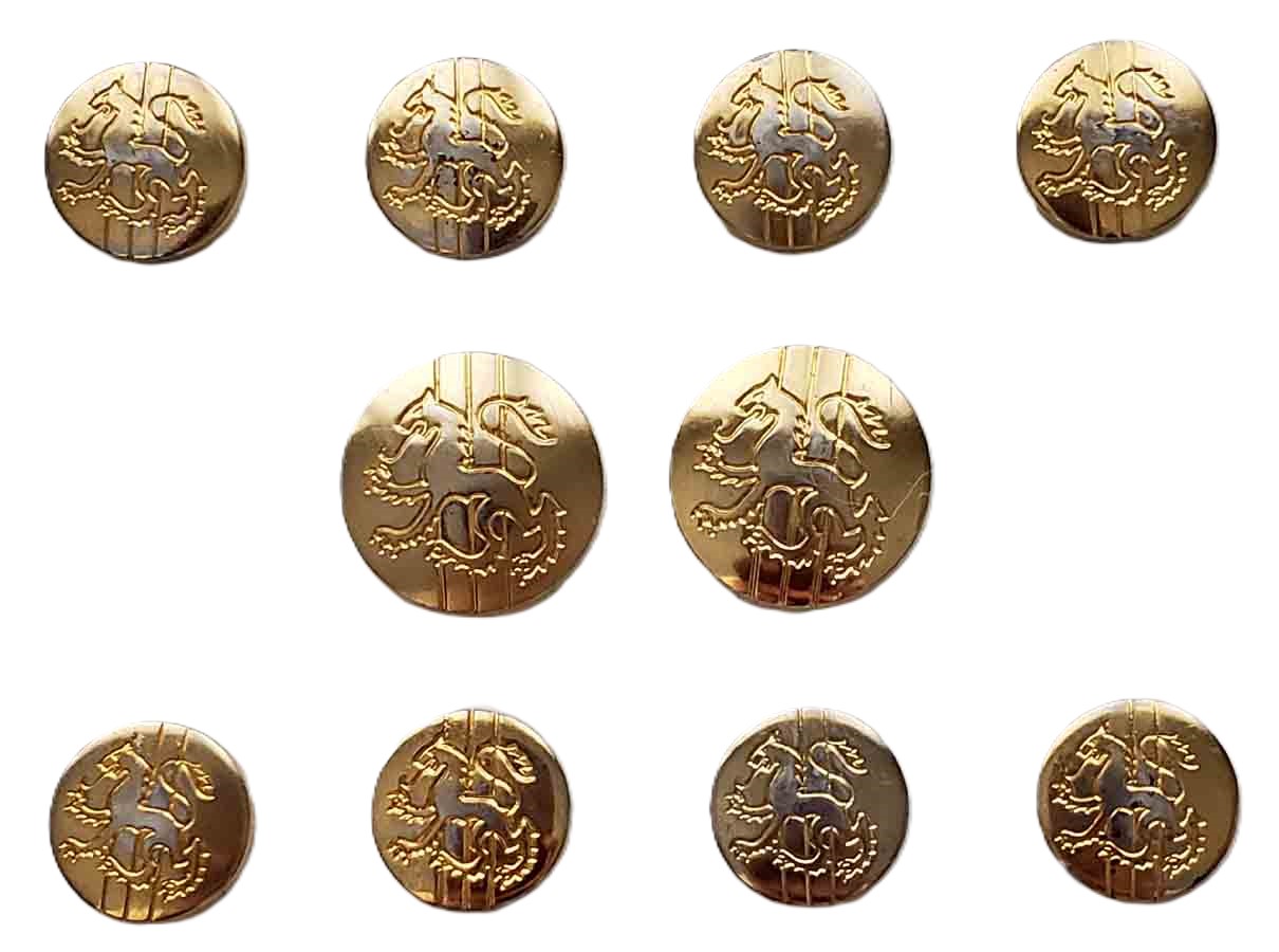 Vintage Austin Reed Semi-Dome Blazer Buttons Set Gold Brass Rampant Lion J8B Men's 