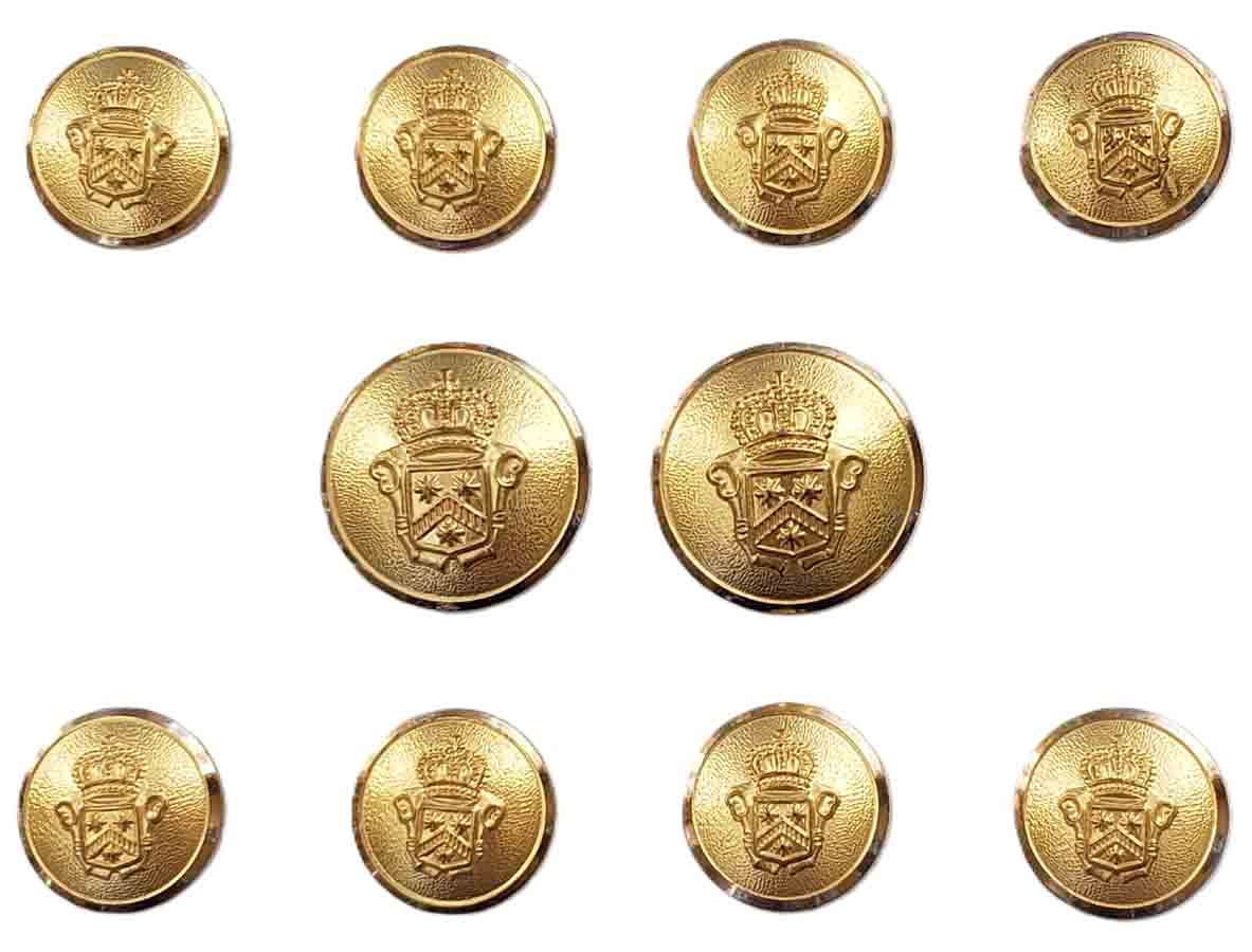 Vintage Geoffrey Beene by Waterbury Blazer Buttons Set Gold Brass Crown Shield A7P Men's