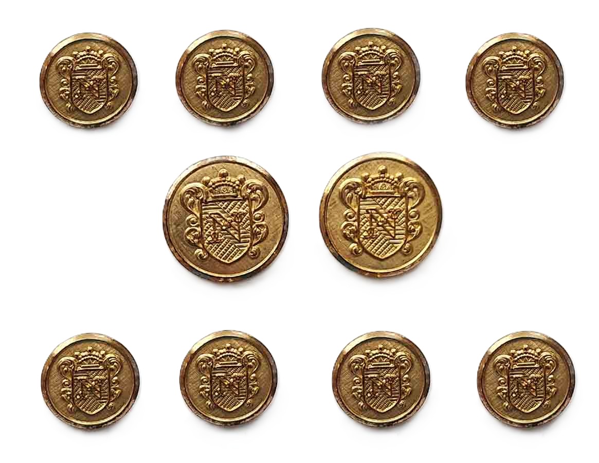 Vintage Nordstrom Gold Brass Blazer Buttons Set Crown N Monogram Shield Men's