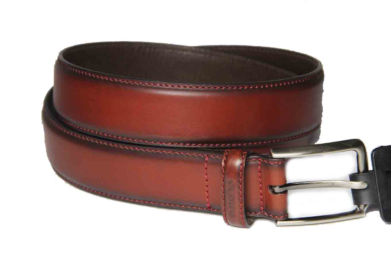 Olimpo Spain Leather Dress Belt Oxblood Men's Handmade Size 36