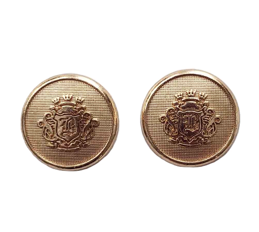 Two Vintage Austin Reed Blazer Buttons Gold Brass Three Crowns and Shield Pattern S9X Men's
