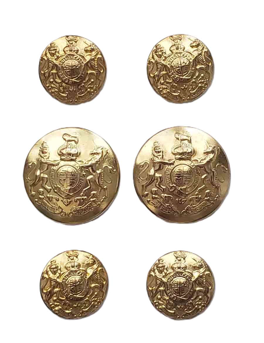 Vintage Waterbury Gold Brass Blazer Buttons Set Lion Unicorn Shield C9G Men's