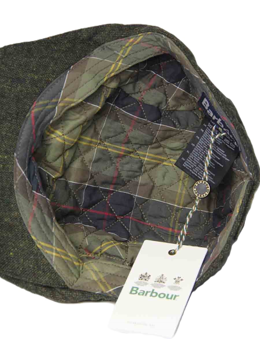 Barbour Colinton Flat Cap Newsboy Green Brown Wool Blend Tweed Men's Size XL