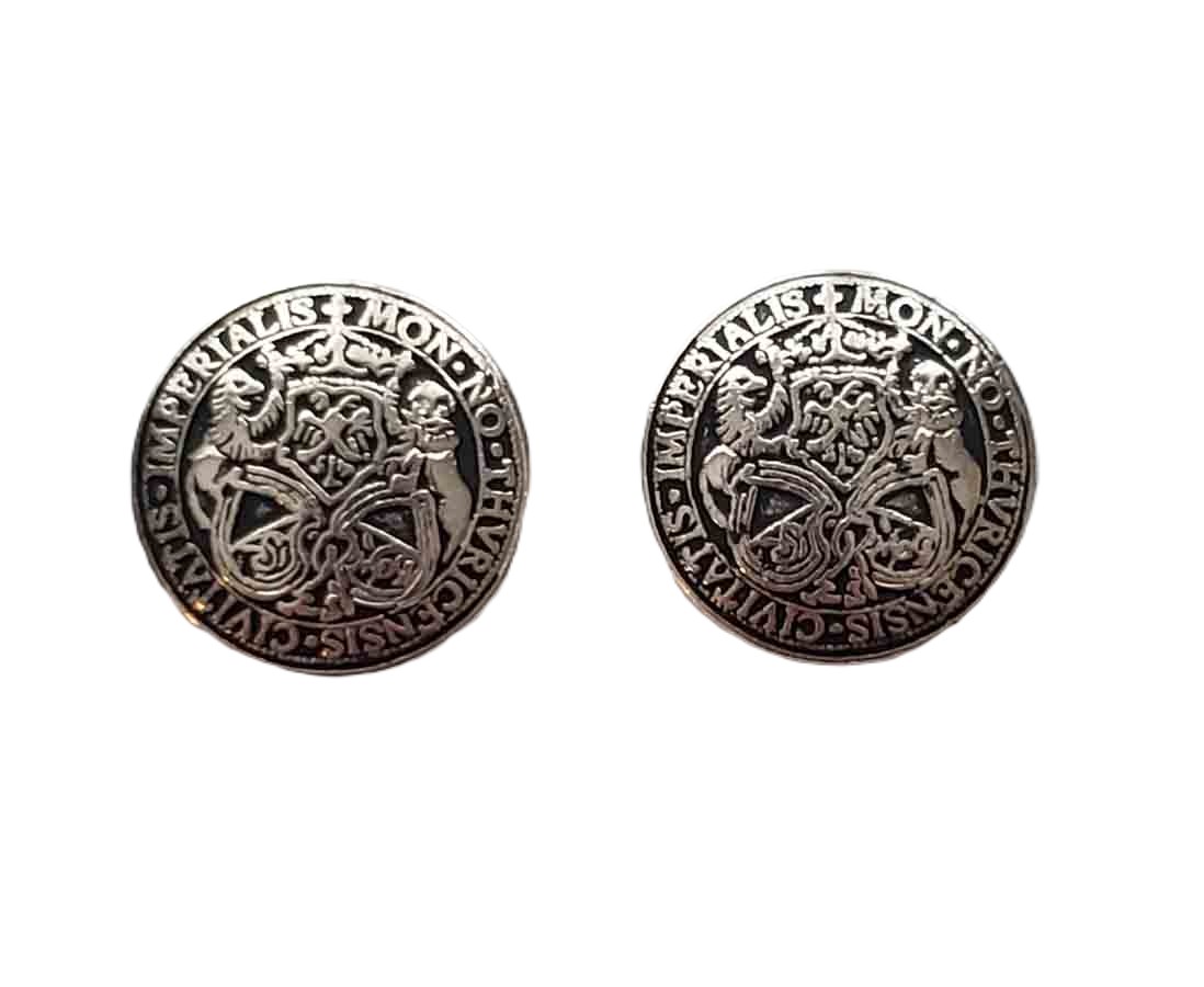 Two Vintage Bill Blass Blazer or Sport Coat Buttons Silver Gray Metal R2Q Men's
