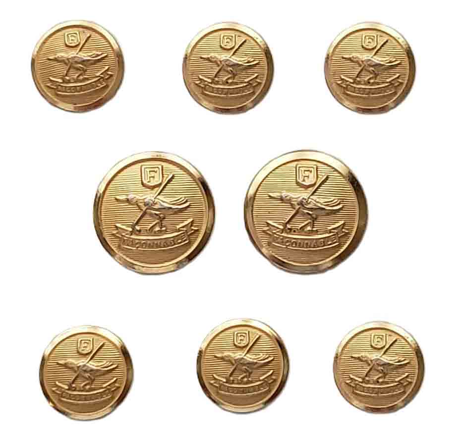 Vintage Faconnable Gold Brass Blazer Buttons Set Logo Pattern F8E Men's