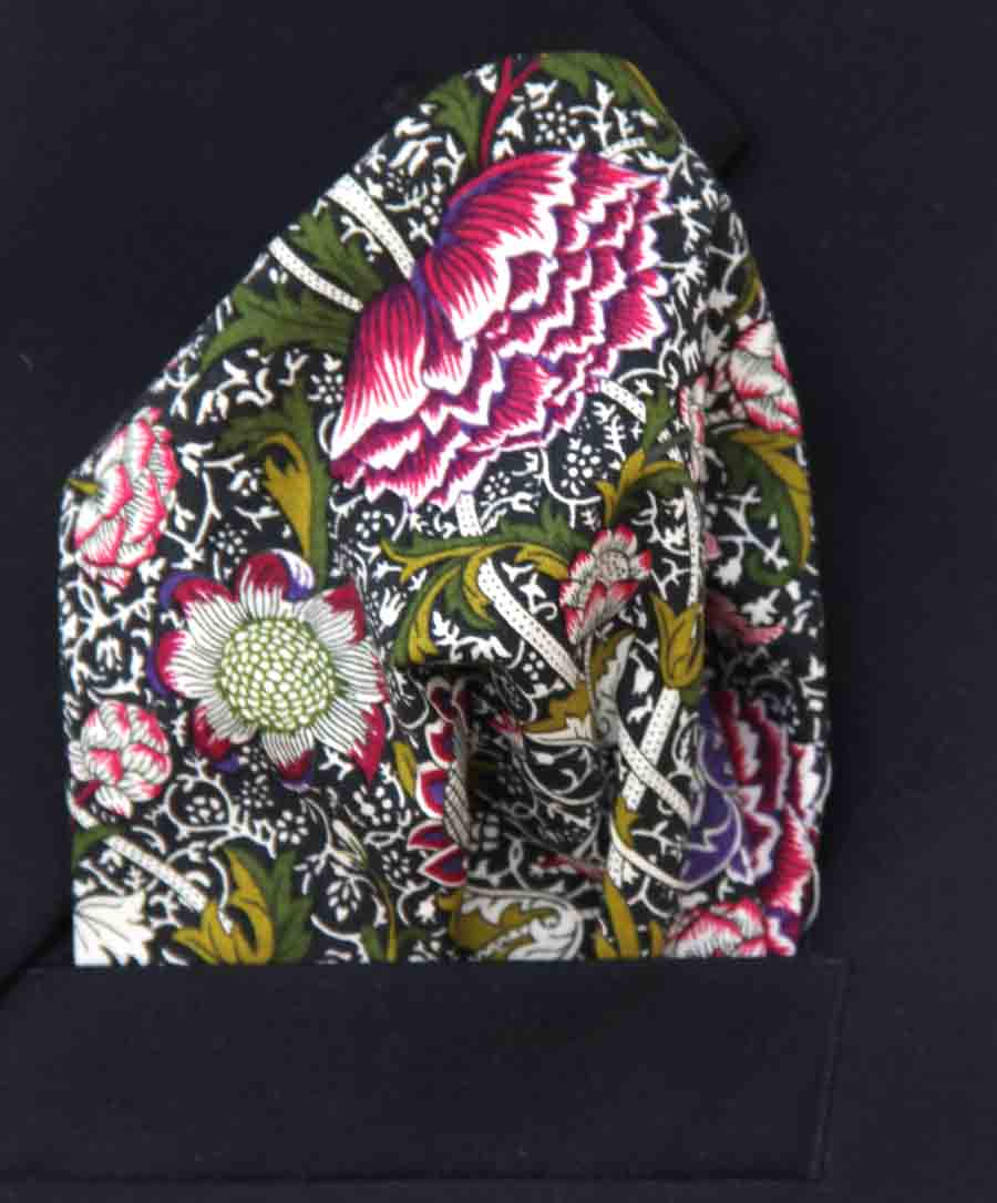 Gascoigne Hand Stitched Pocket Square Multicolor Cotton Floral Men's