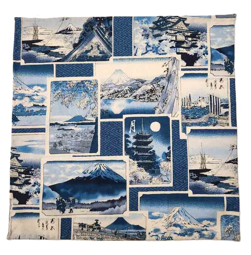 Gascoigne Hand Stitched Japanese Cotton Pocket Square Blue White Men's