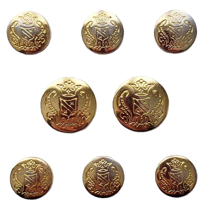 Vintage Jos A Bank Blazer Buttons Set Gold Brass Crown Shield C8G Men's