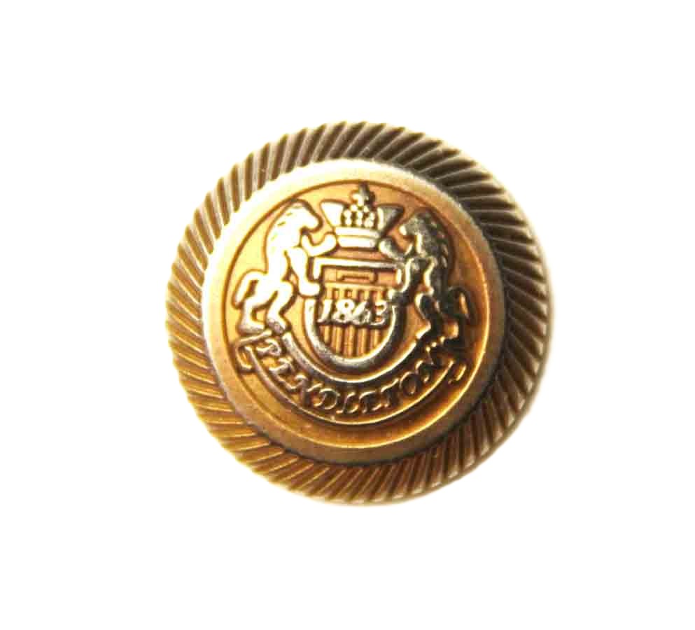 One Vintage Pendleton Dome Top Coat Jacket Blazer Button Gold Silver Brass Crown Lions Shield 7/8"