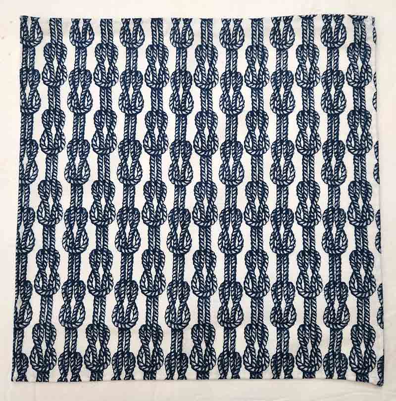 Gascoigne Hand Stitched Pocket Square Cotton Blue White Sailor's Knot Men's