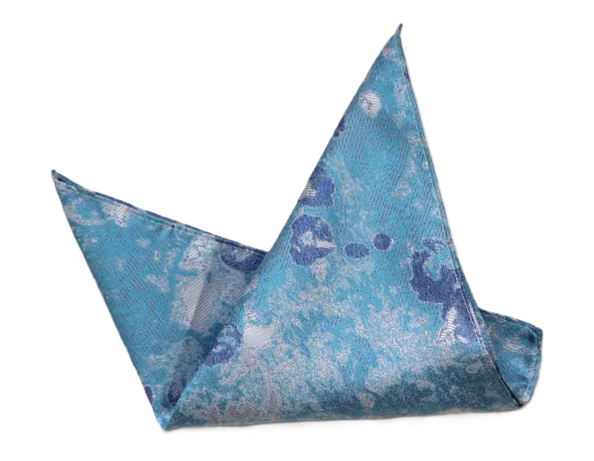 Gascoigne Pocket Square Blue White Abstract Floral Men's