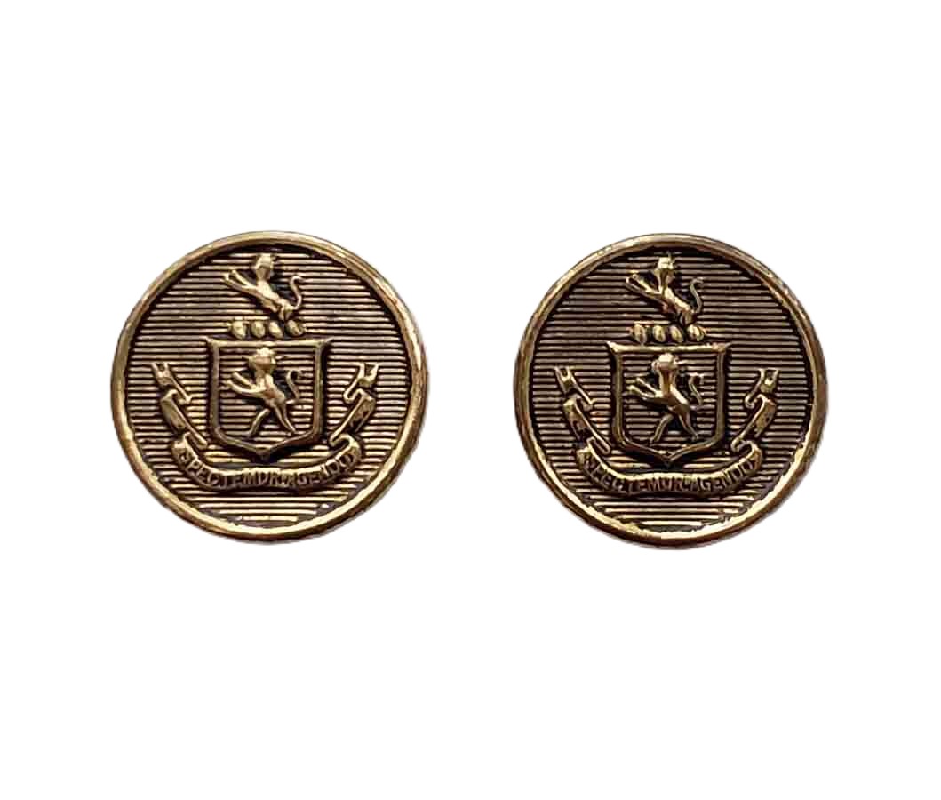 Two Vintage Spectemur Agendo Blazer Buttons Antique Gold Brass Lions Crest 27V Men's