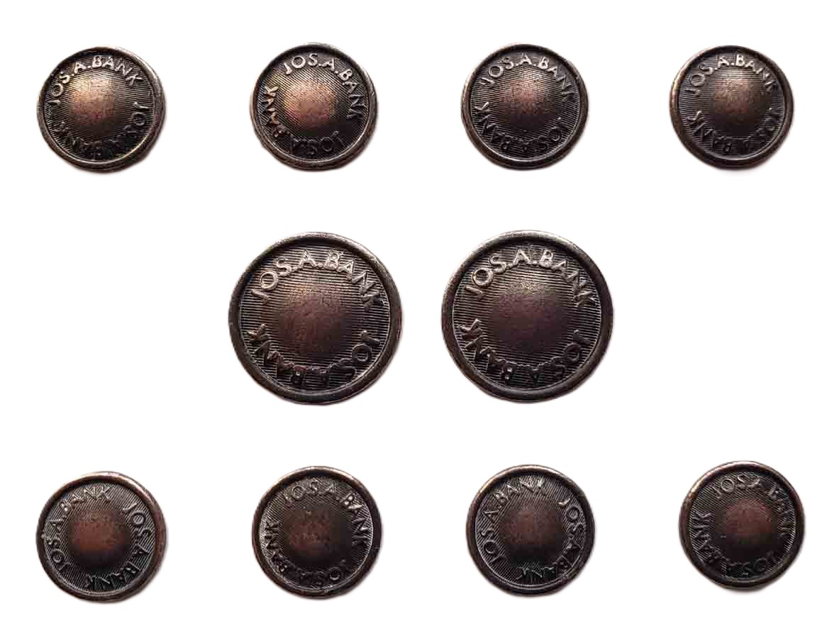 Vintage Jos A Bank Blazer Buttons Set Gray Gold Brown Shank Metal C8X 1970s Men's