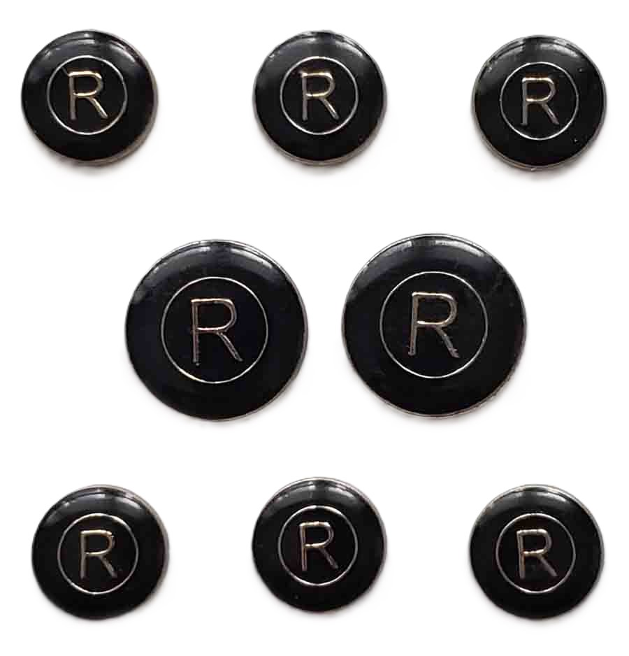 Vintage R Monogram Blazer Buttons Set Silver Black Men's