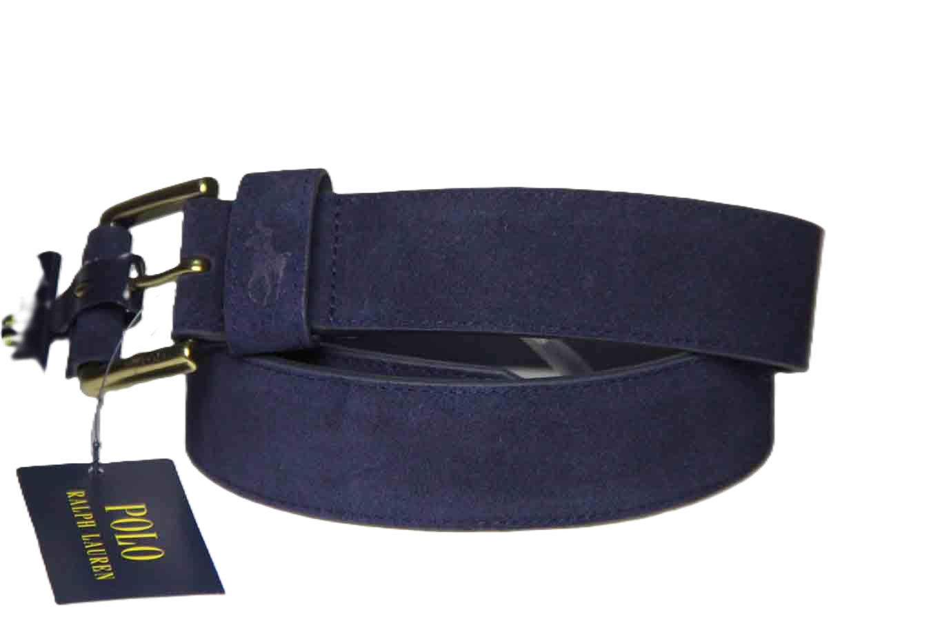 Polo Ralph Lauren Navy Blue Leather Suede Belt Men's Size 34