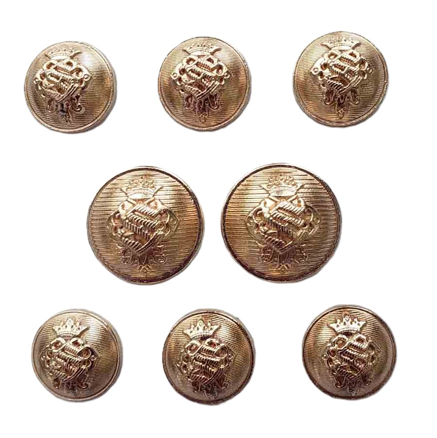 Zara Dome Top Blazer Jacket Sport Coat Buttons Brass Alloy Crown Shield Pattern E9V Men's