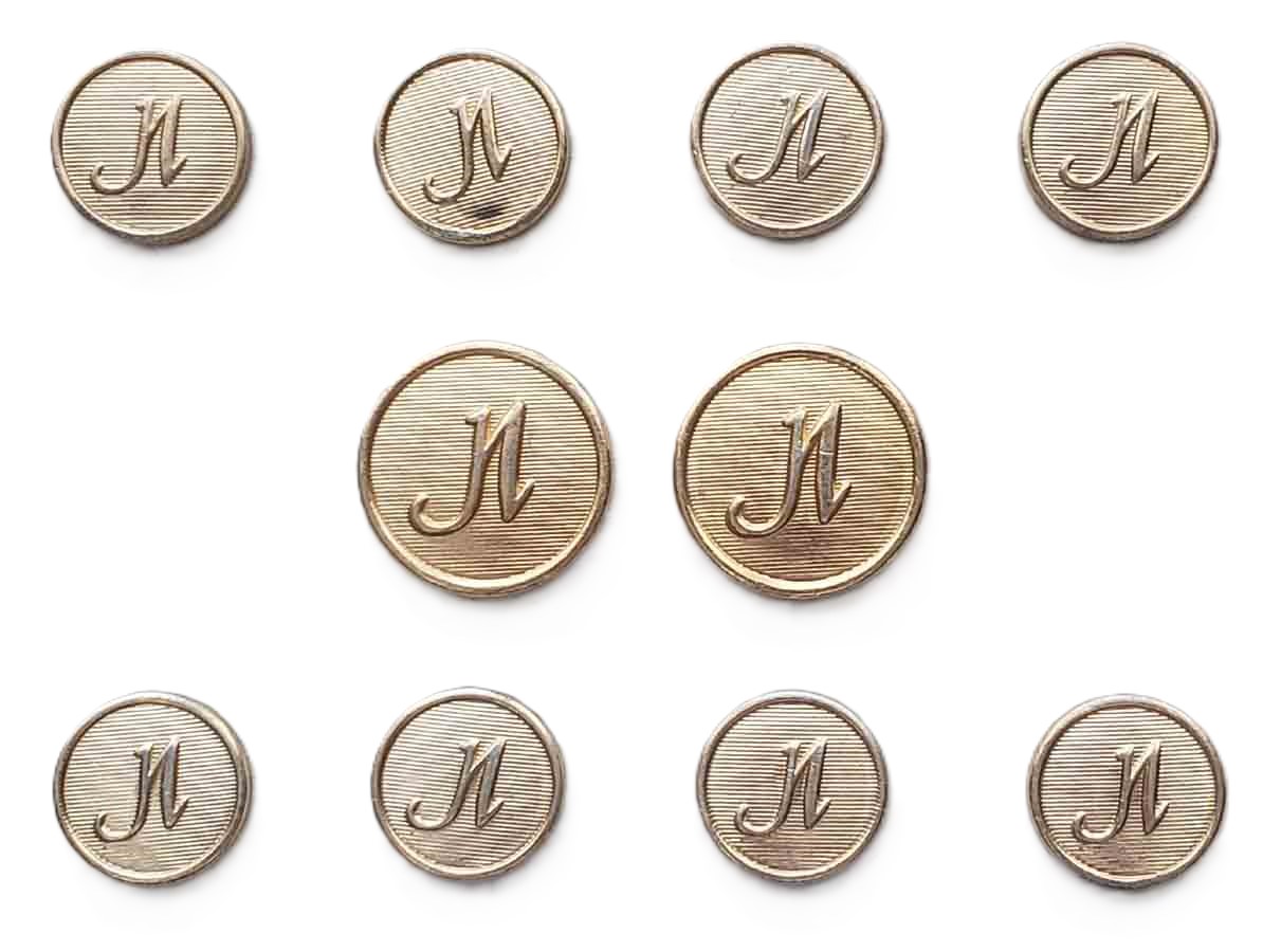 Rare Vintage Joe Namath Blazer Buttons Set Gold Brass JN Monogram 1970s Men's
