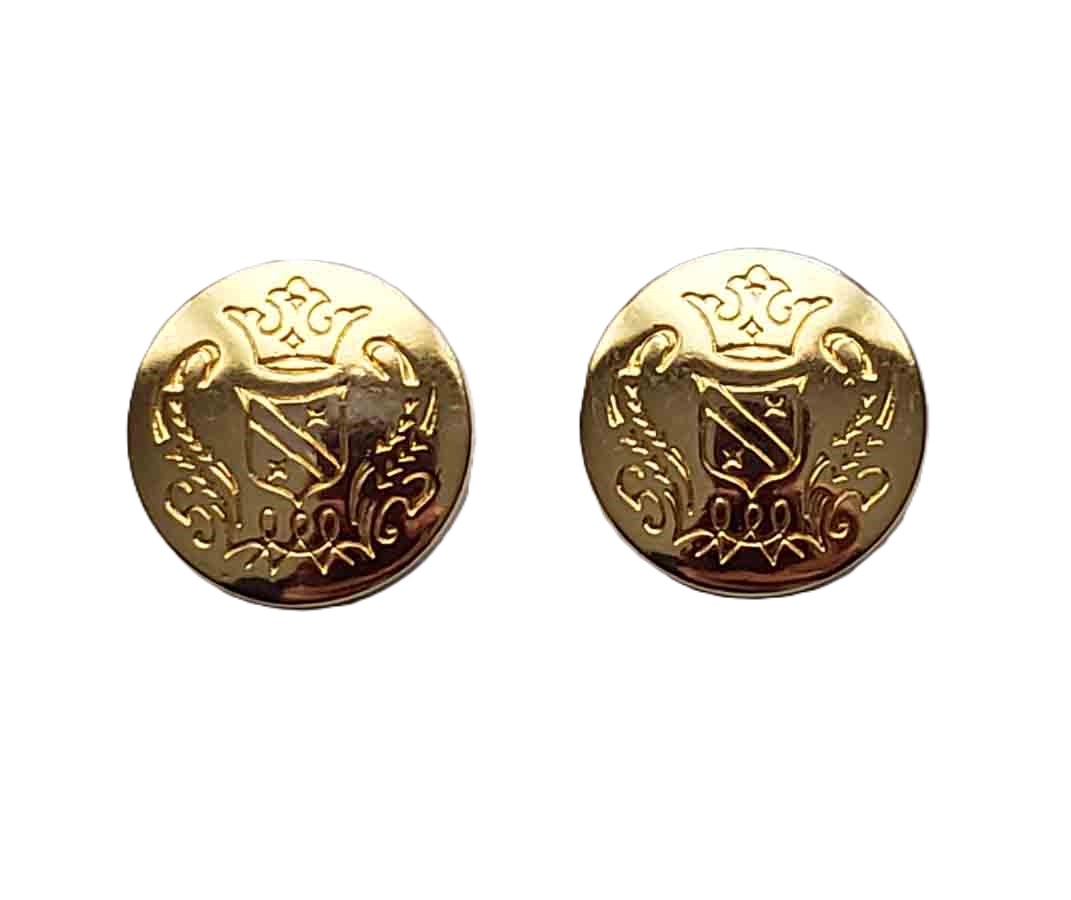 Two New Jos A Bank Gold Brass Blazer Buttons Crown Shield Pattern C8X Men's