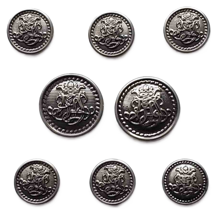 NEW B and L Scripted Monogram Metal Blazer Buttons Silver Gray Shank Back G3L 