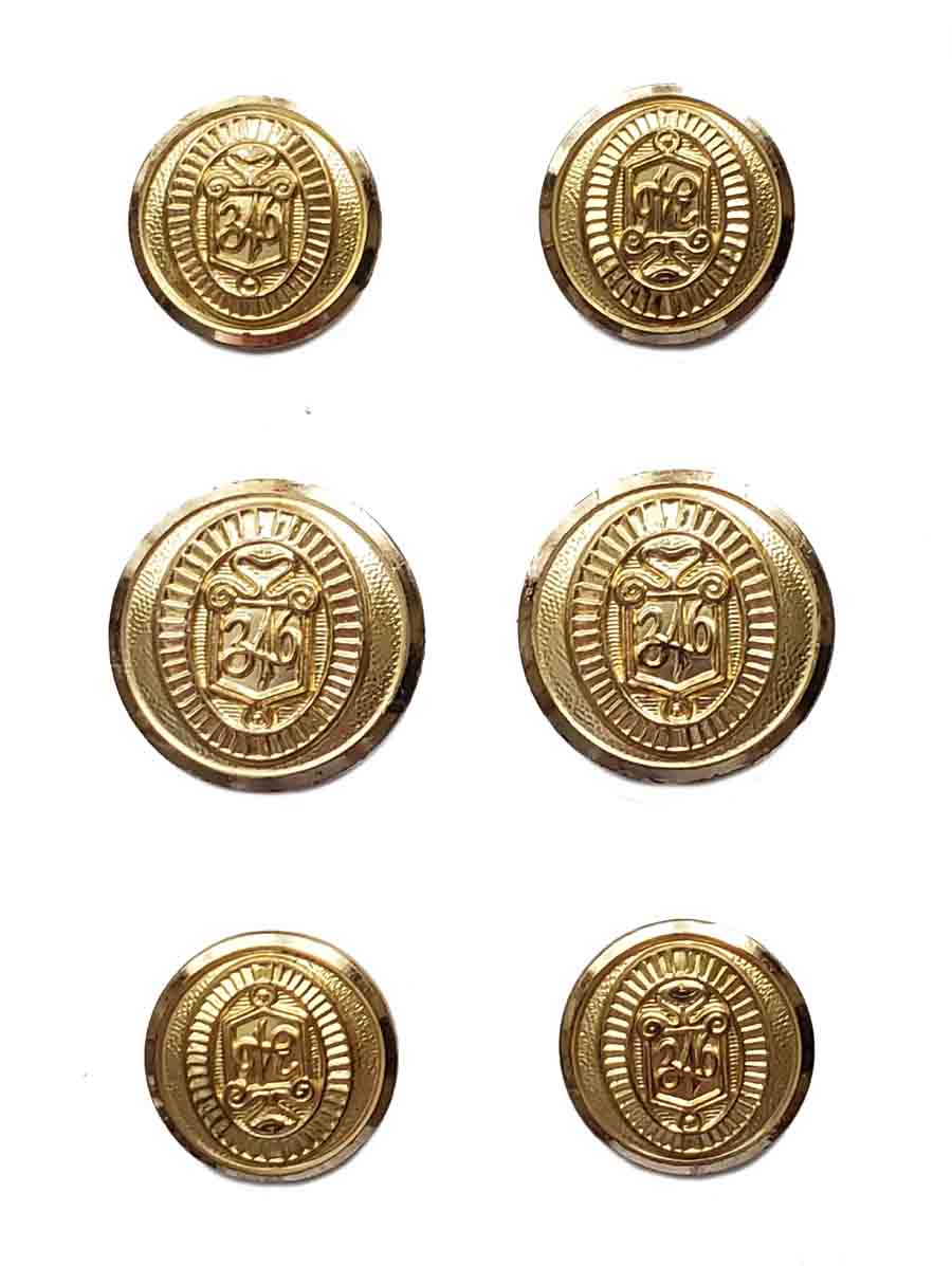 Vintage Brooks Brothers 346 by Waterbury Blazer Buttons Set Gold Brass Shield Patter Z6V Men's