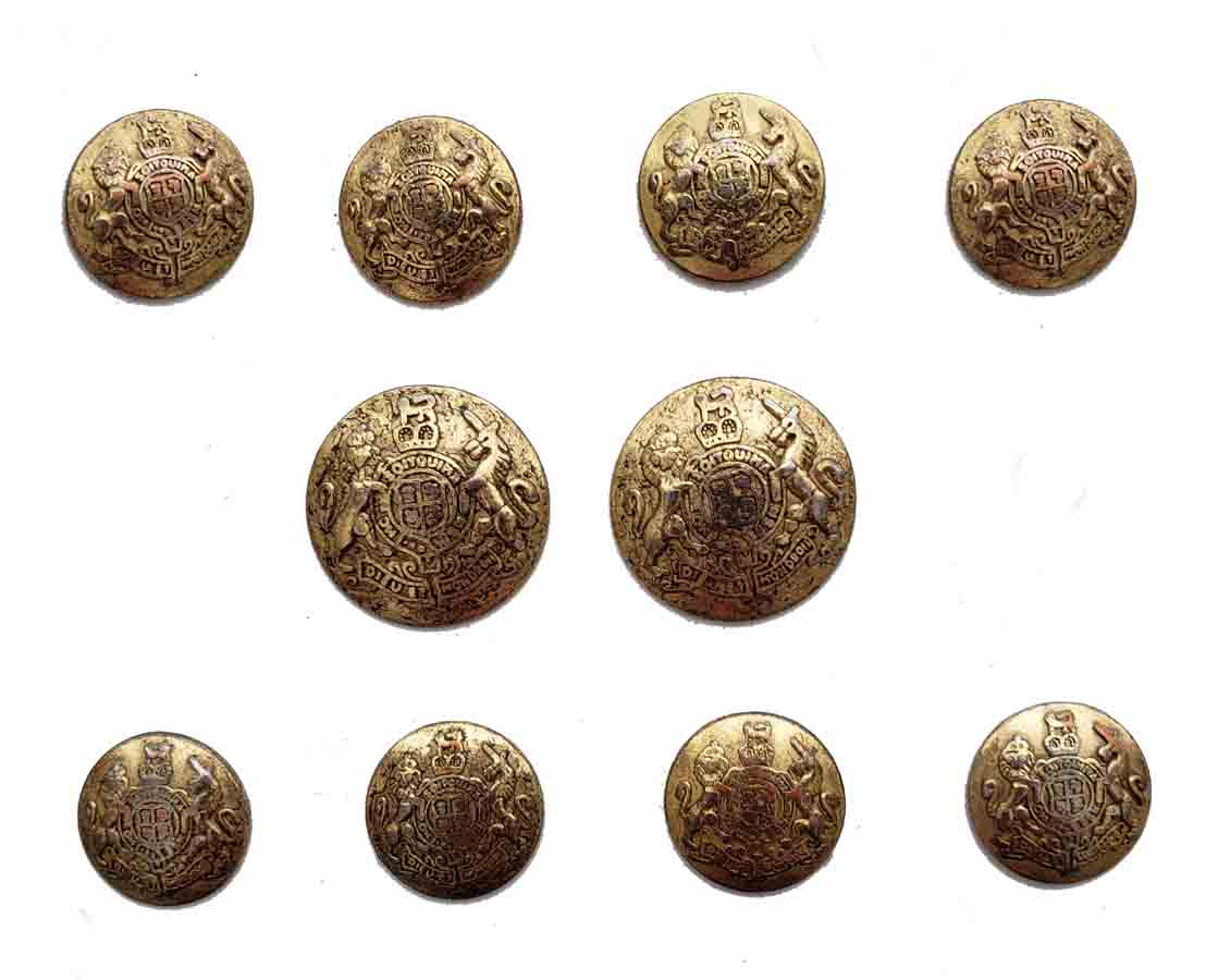 Vintage J Crew Semi-Dome Blazer Buttons Set Gold Brass Lion Unicorn Shield 9H3 Men's