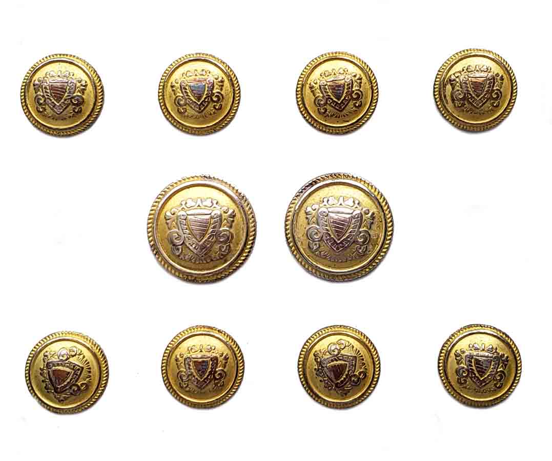 Vintage Jos A Bank Blazer Buttons Set Gold Silver Brass Shield Pattern G9X Men's