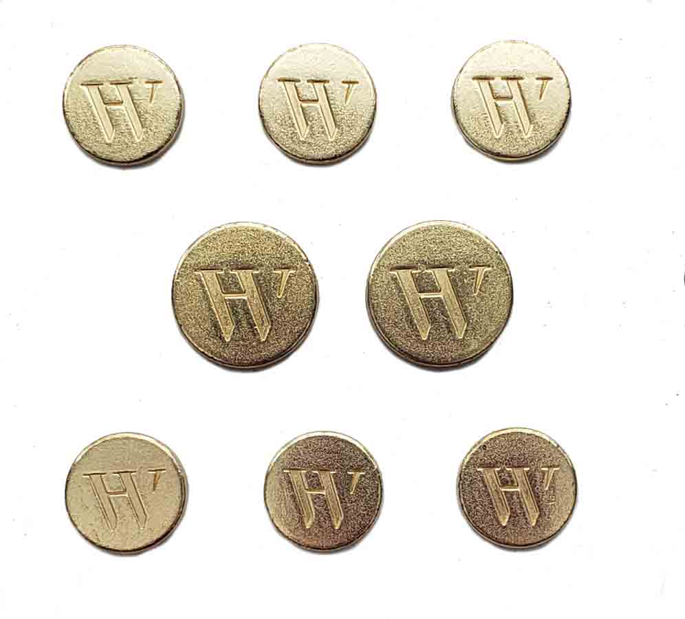 Vintage HW Monogram Blazer Buttons Set Gold Brass Men's