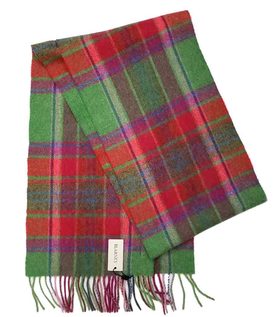 Blarney Woollen Mills Ireland Wool Scarf Multicolor Plaid Men's