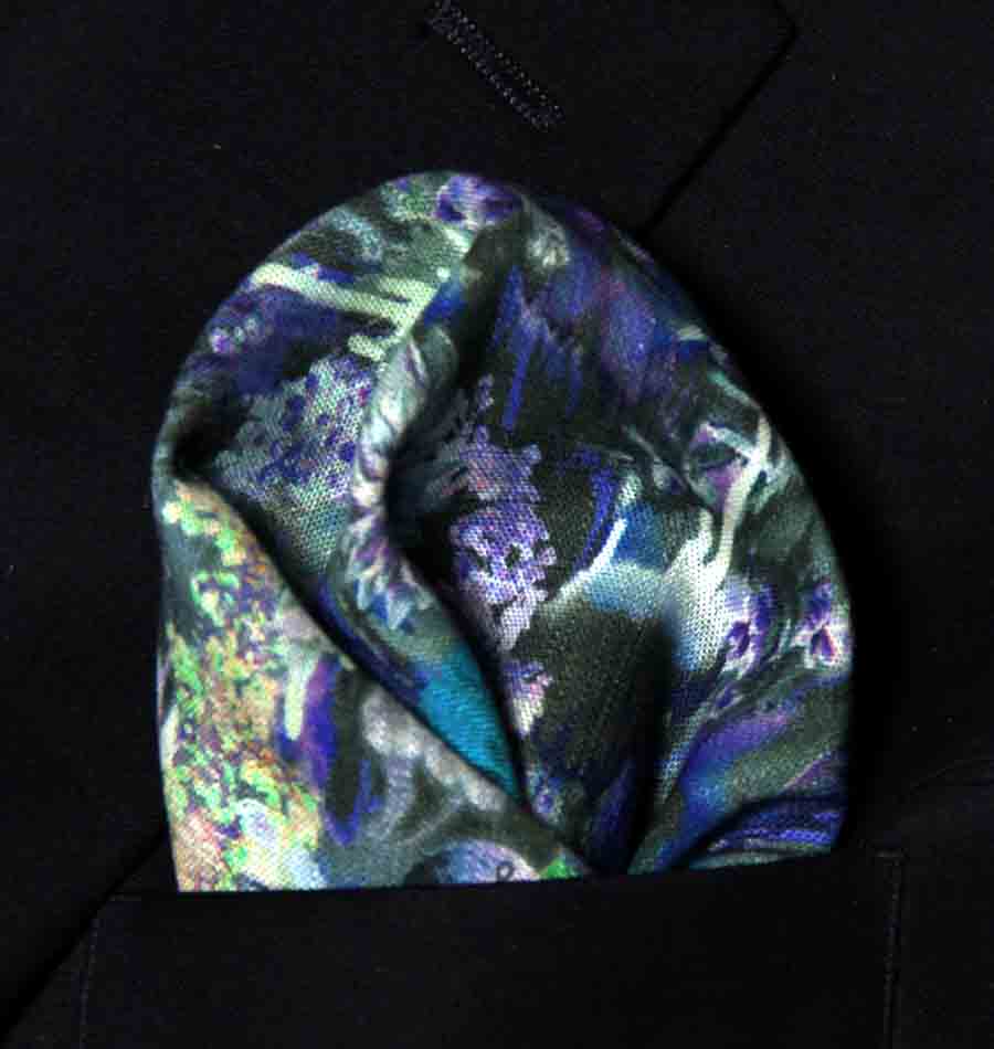 Hand Stitched Italian Linen Cotton Pocket Square Multicolor Floral Men's