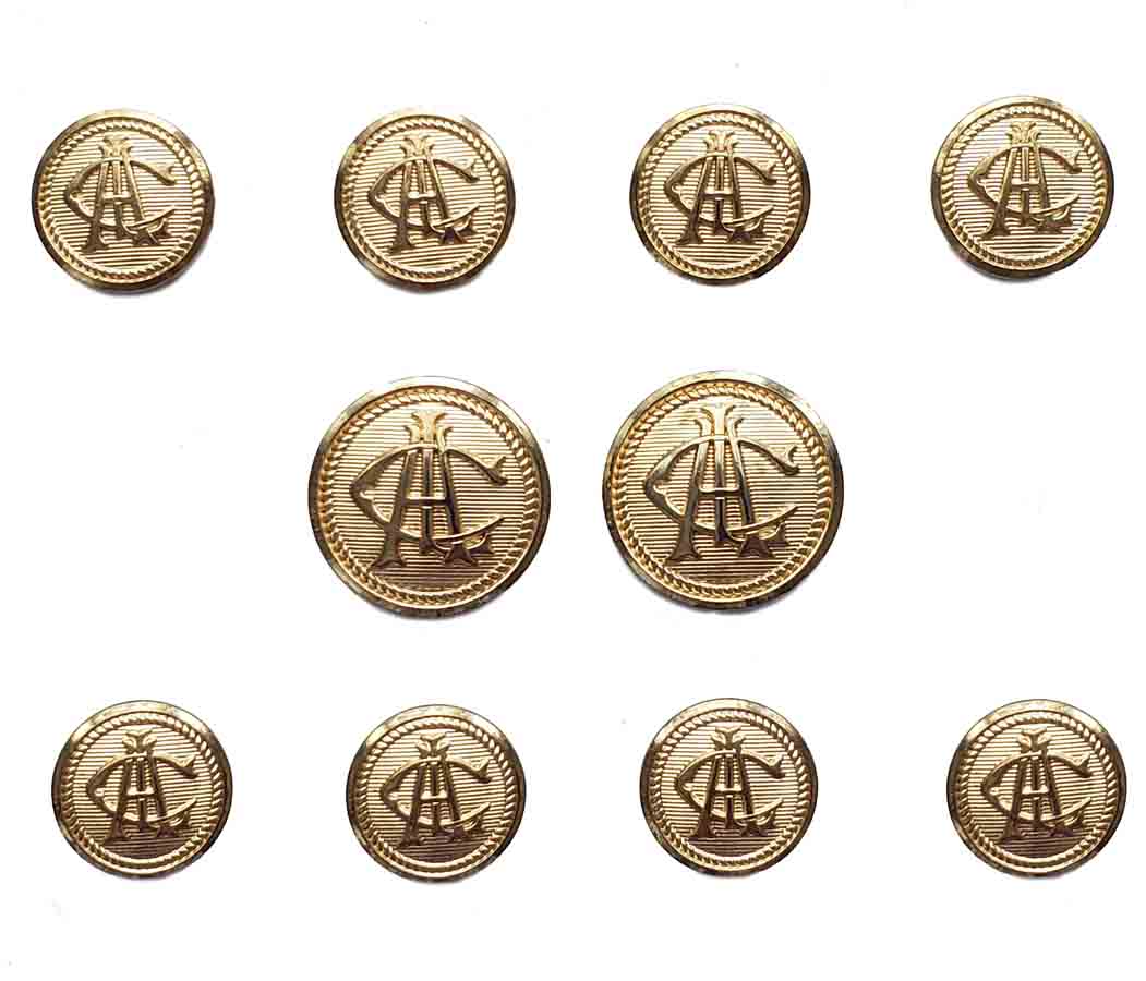 Men's Vintage Waterbury Blazer Buttons Set Gold Brass AC Monogram A8M Men's