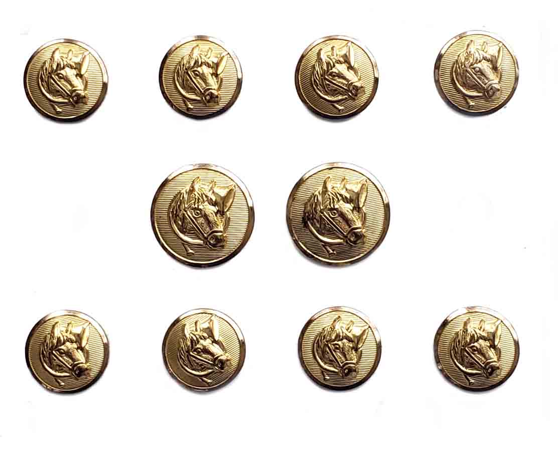 Vintage Waterbury Blazer Buttons Equestrian Horse Hunting Horn Gold Brass 2B7 Men's