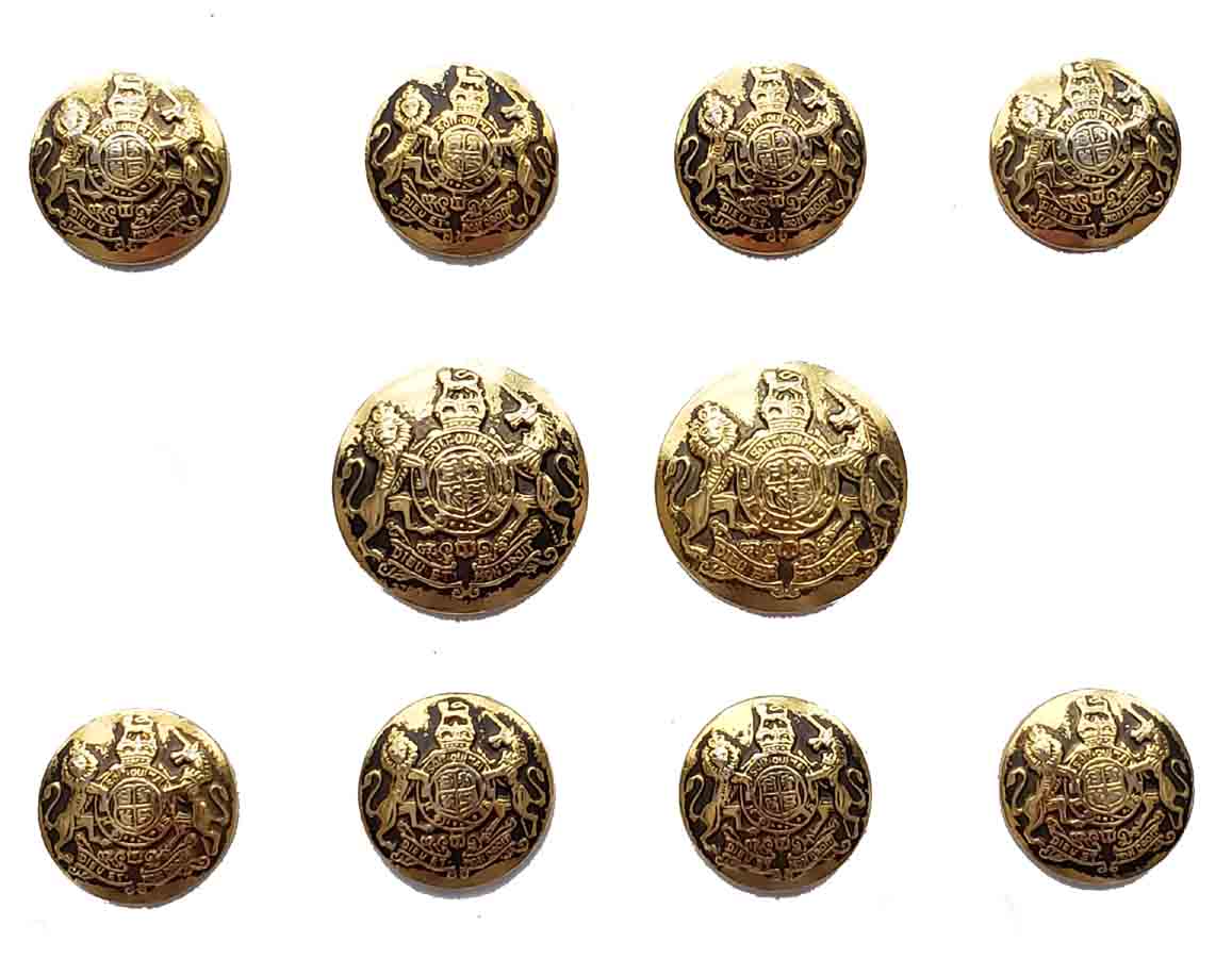 Vintage Jos. A. Bank Dome Top Gold Brass Blazer Buttons Lion Unicorn Shield K8D Men's