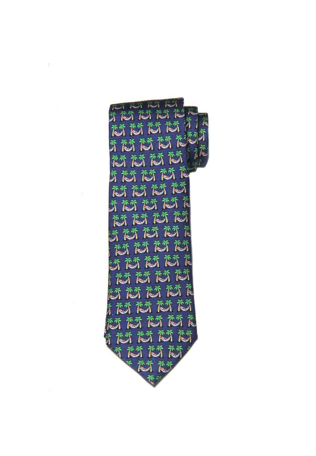 Vineyard Vines Silk Tie Santa Claus in Hammock Palm Trees Multicolor Men's Long