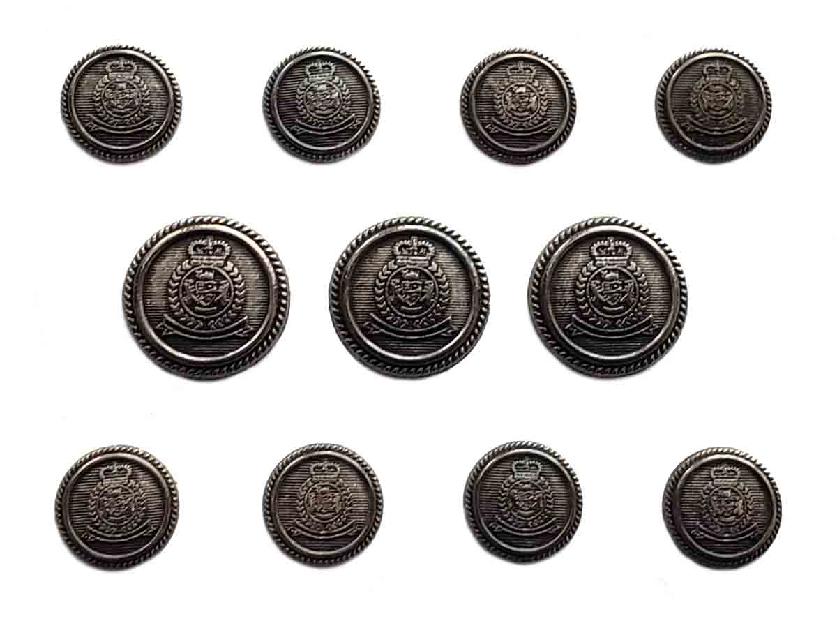 Vintage Austin Reed Semi-Dome Blazer Buttons Set Gray Metal Crown Shield G2X Men's