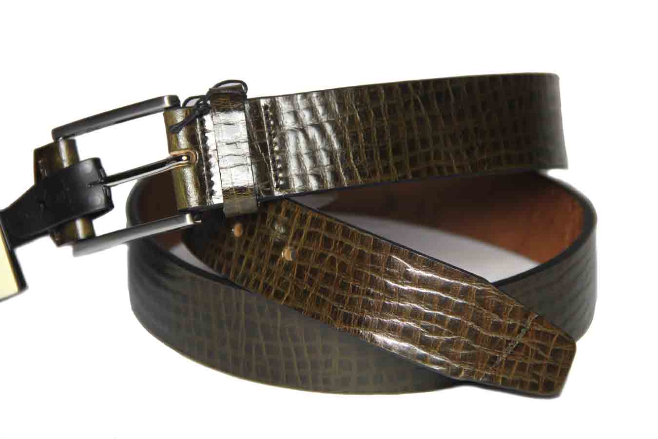 NEW The British Belt Company Leather Dress Belt Olive Green Brown Men's Size 38