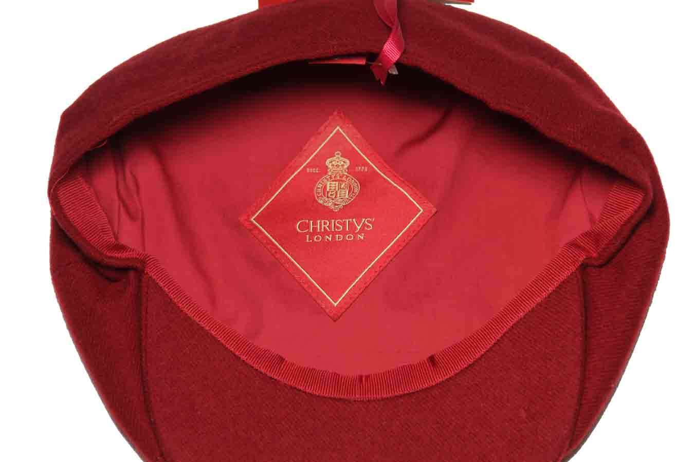 Christys' London Eight Piece Baker Boy Hat Cap Cashmere Wool Red Men's Size Medium
