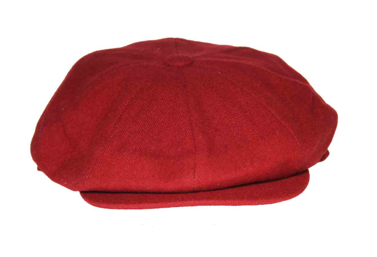 Christys' London Eight Piece Baker Boy Hat Cap Cashmere Wool Red Men's Size Medium