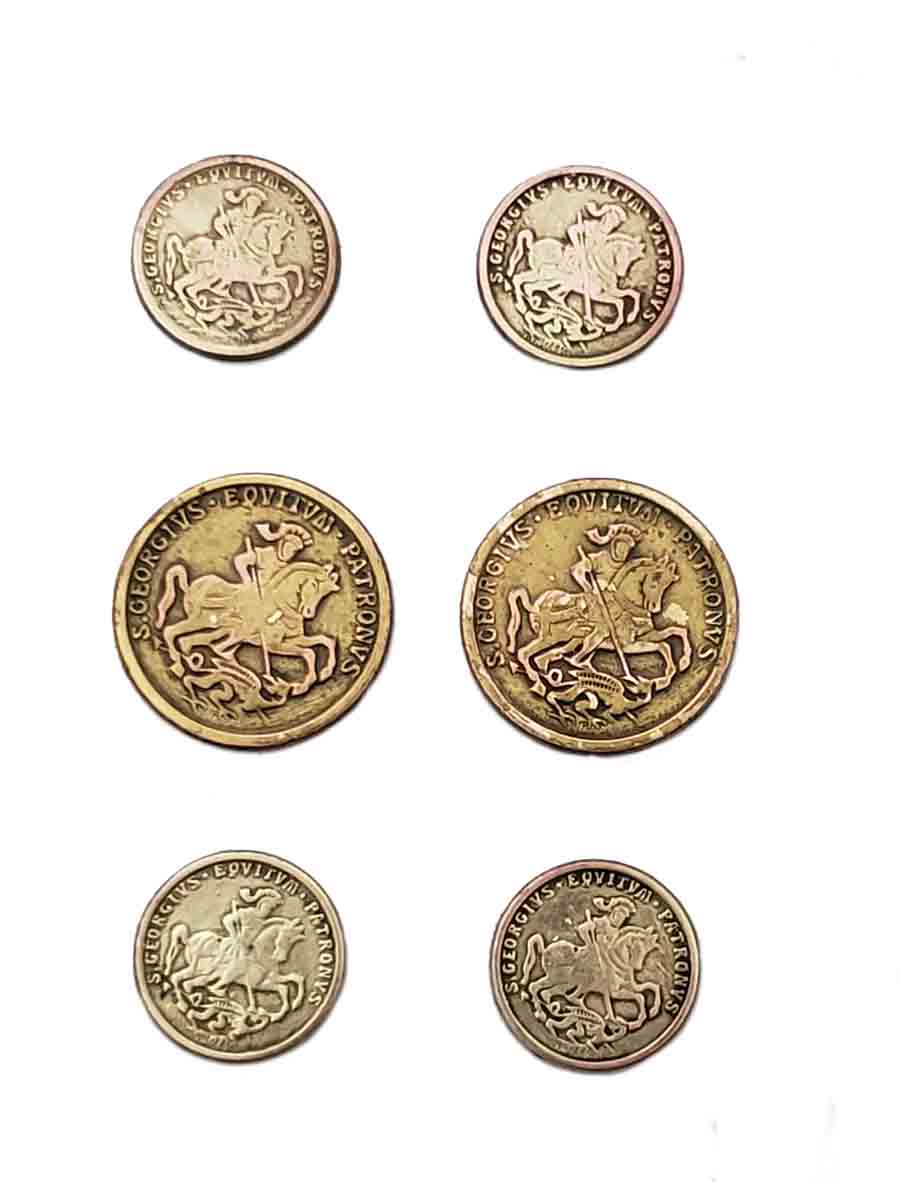 Vintage Hickey Freeman Blazer Buttons Set Gold Brass St. Georgius Equitum Patronus Men's