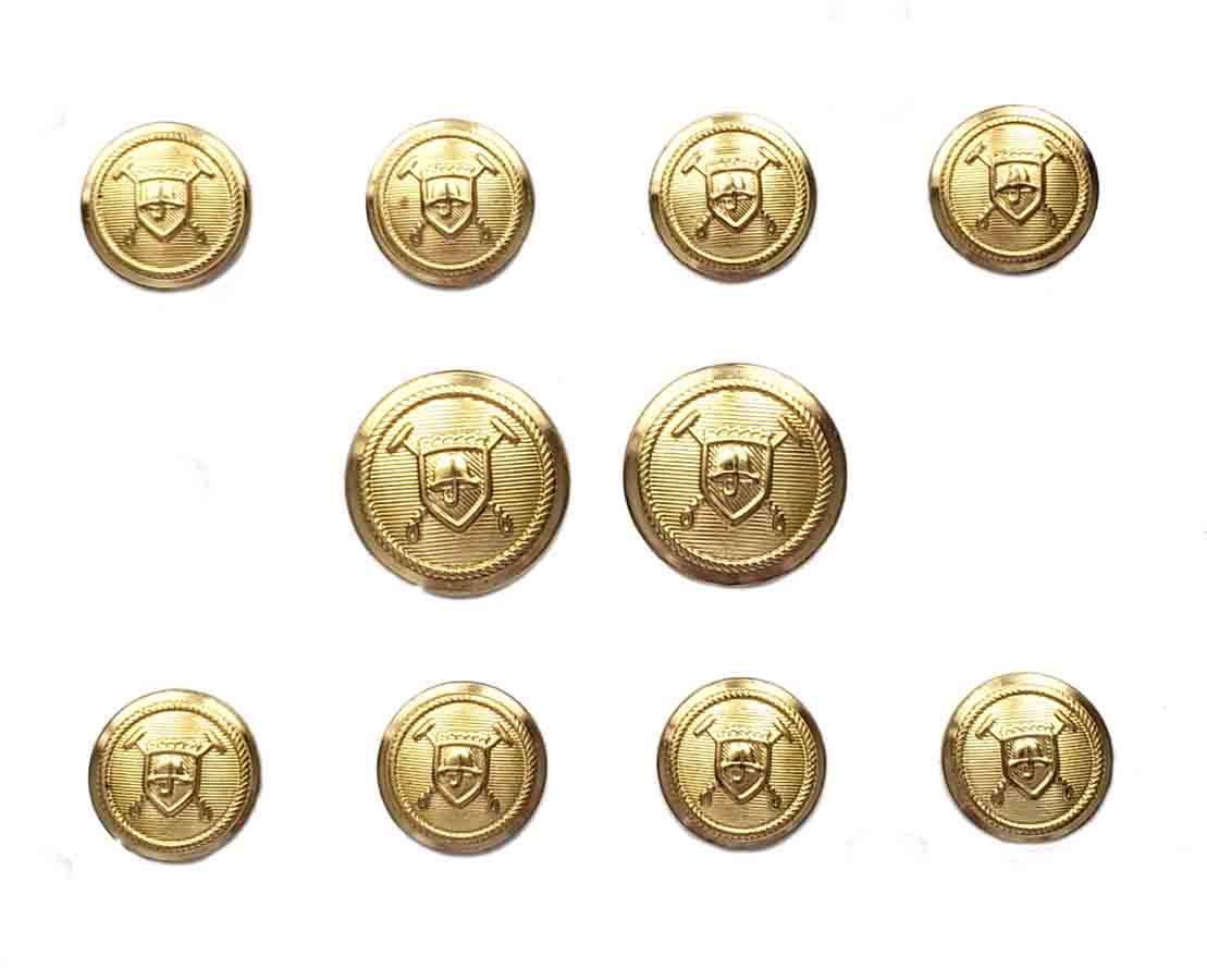 New Polo Ralph Lauren by Waterbury Blazer Buttons Set Gold Brass Helmet Mallets Shield S6B Men's