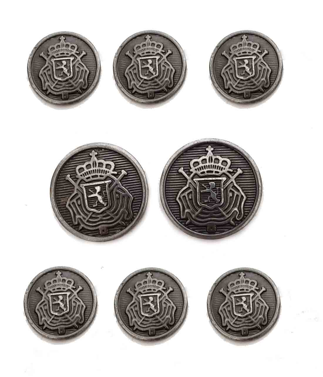 Waterbury Blazer Buttons Gray Silver Belgian Crest Shank Men's