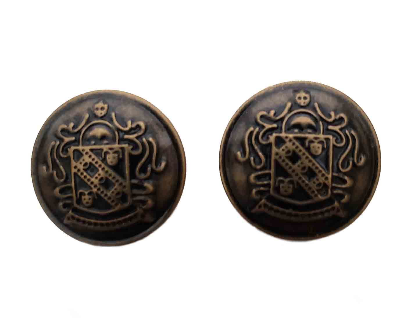 Two Gascoigne Blazer Buttons Brown Gold Brass Crest Shank Men's