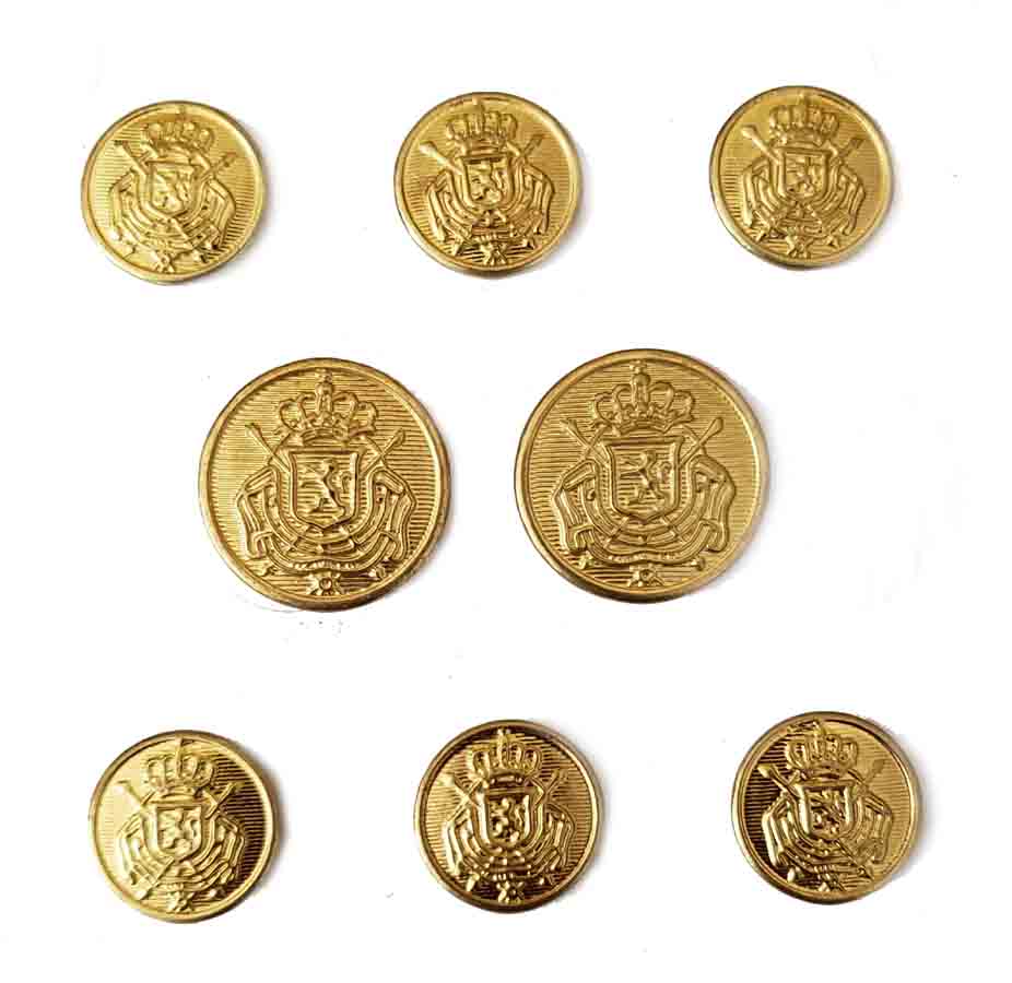 Vintage Belgian Crest Blazer Buttons Set Gold Brass Crown Rampant Lion Shield X1B Men's
